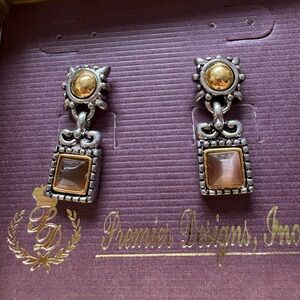 Premier Designs Gold and Silver Square Earrings